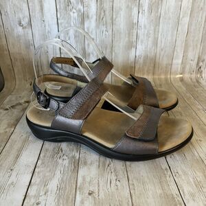 SAS Womens NUDU Dusk Copper Pewter Metallic Leather Slingback Sandals Sz  9 WW